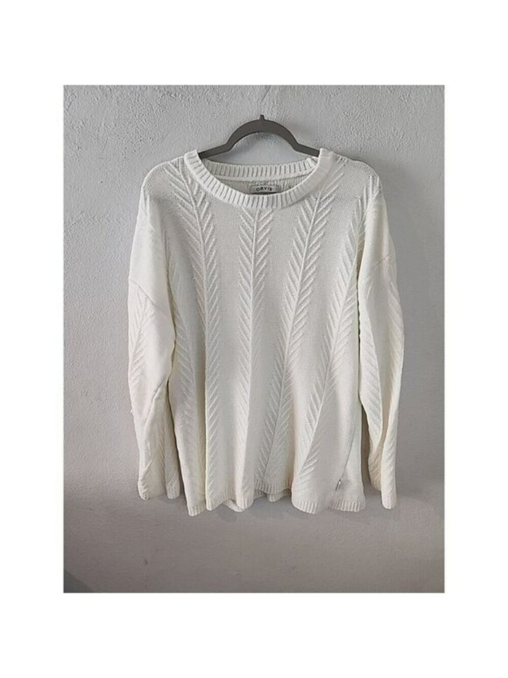 Orvis Women's White Chenille Soft Textured Knit Cozy Pullover Sweater XLarge
